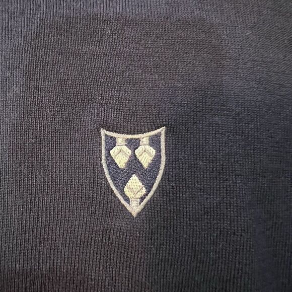 Johnnie O Sweater Mens Medium Blue Merino Wool Blend Quarter Zip Pullover Logo - Picture 7 of 9